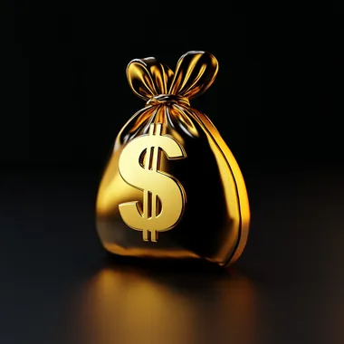 3d blender minimalistic style golden bag of money icon on a solid black background