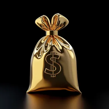 3d blender minimalistic style golden bag of money icon on a solid black background
