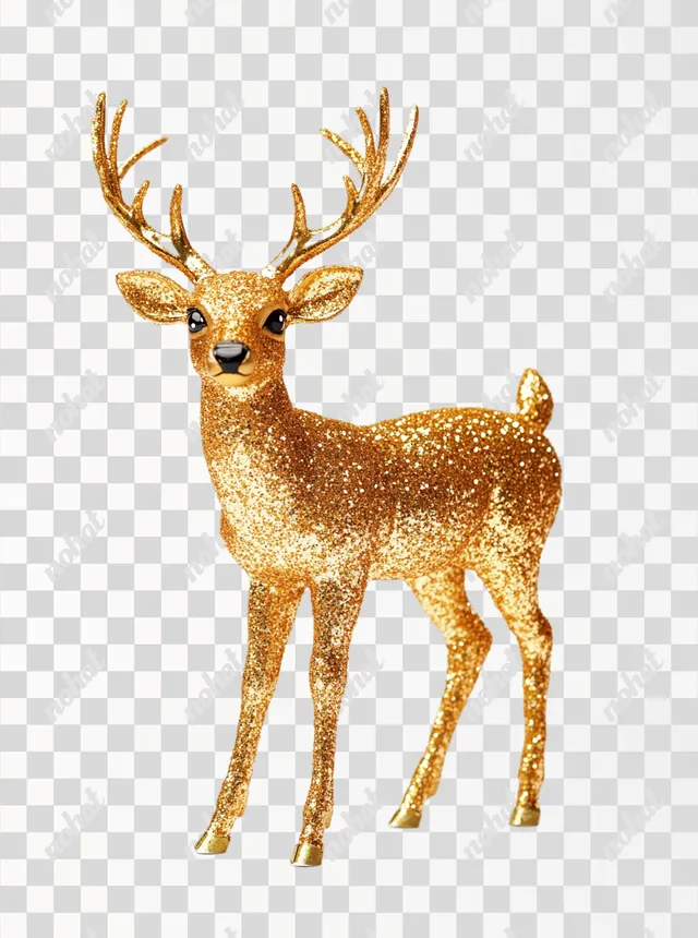 PNG Gold Glittery Deer Christmas Decoration for Elegant Home Decor
