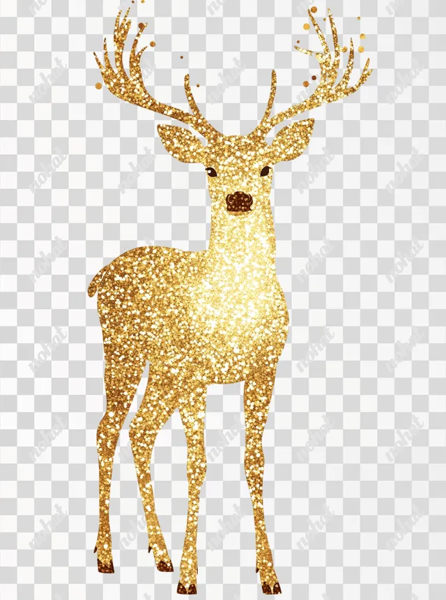 PNG Gold Glitter Deer Silhouette for Christmas Decor in Elegant Style