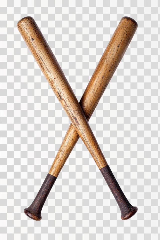 Set of two baseball bats crossed on white background  --q 2