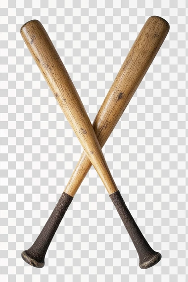 Set of two baseball bats crossed on white background