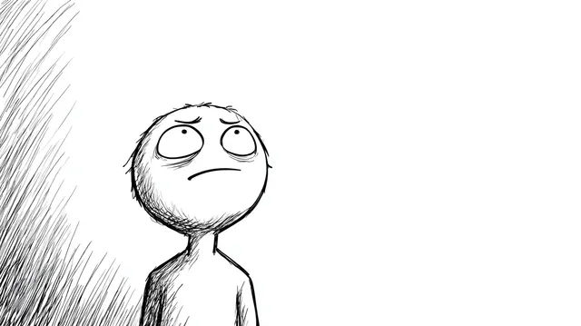 Wojak Character Demonstrating Inner Resolve in Minimalist Sketch