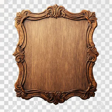 retro style wooden lable frame , white background