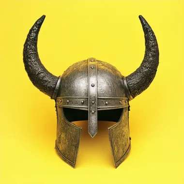 horned viking helmet isolated on yellow