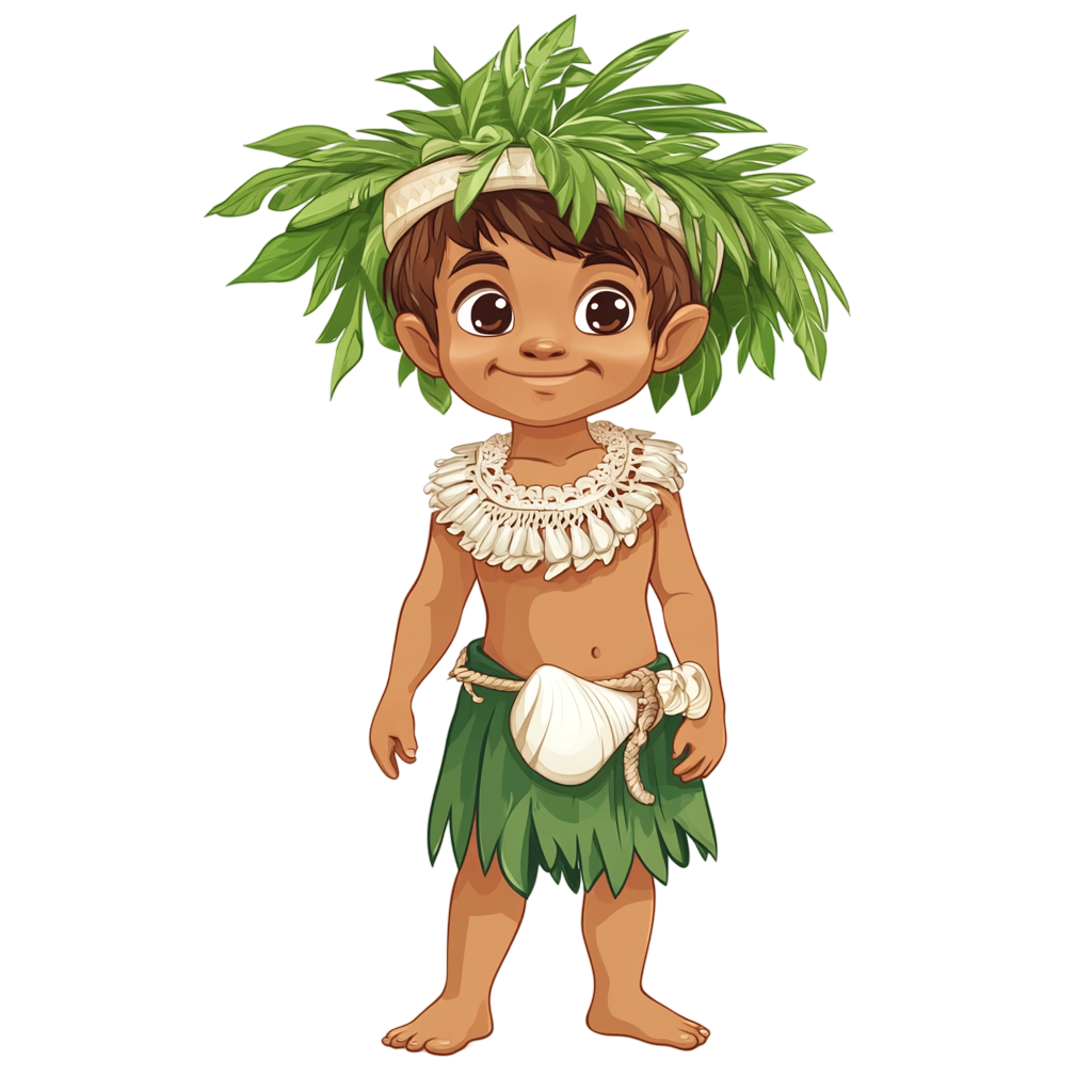 Free: a cartoon image of a CHamoru boy wearing traditional chamorr ...