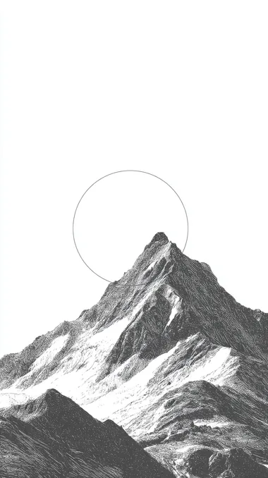sketchy mountain with background white, and mountain draw in black lines  rofile lqdclpu