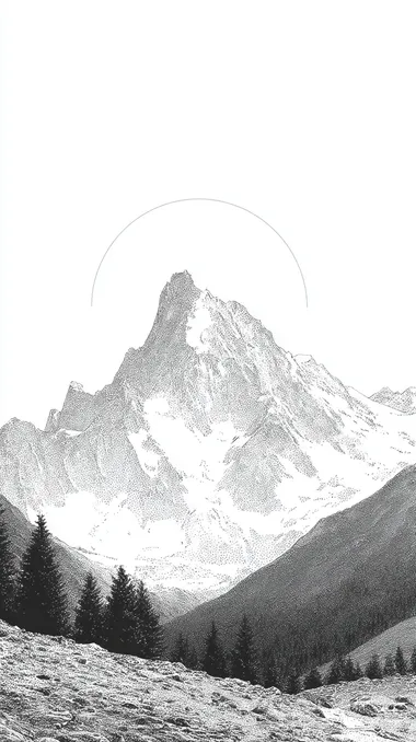 sketchy mountain with background white, and mountain draw in black lines  rofile lqdclpu