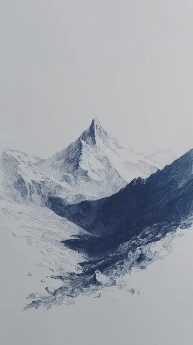 sketchy mountain with background white, and mountain draw in black lines  rofile lqdclpu