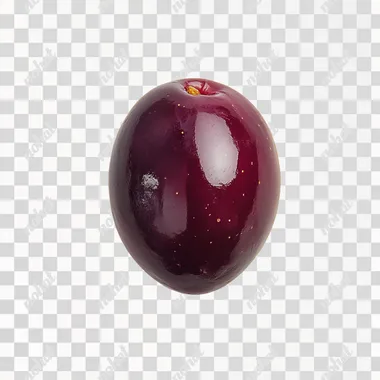 one isolated Kalamata Olives on white background, topview. light form left top corner