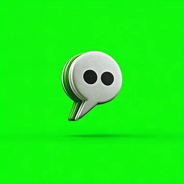 The green WeChat icon, which is the most common and iconic symbol for the app's draggable chat bubbles, is represented by two large white speech bubble shapes stacked on top of each other in different sizes, symbolizing communication or conversation between friends or family members through their mobile phones. The color should be vibrant and bright to reflect its role as an essential social media app with a simple yet striking design that stands out against any background. --s 750