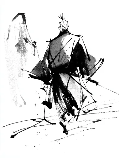 one-line drawing with high contrast, a thinner and longer man in Tang Dynasty Chinese costume with a bun hairstyle or small hat, facing and looking desperately at a much larger rock blocking his way on a mountain trail, handsome features, minimalistic art style, black and white, simple and expressive, aspect ratio 3:4   rofile 5zvycoc