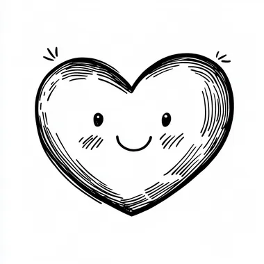 very simple minimalist handdrawn illustration of a cute simple heart, black and white lineart, very simple, minimalist