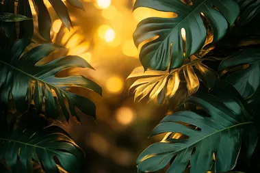 gold new years eve with tropical leaves design