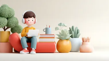 3D cartoon Thai boy with headset learning online, colorful modern room, cheerful expression, stylized rendering, medium shot, watercolor, copy space for text, isolate on white background     g2ggght --raw