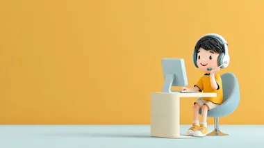 3D cartoon Thai boy with headset learning online, colorful modern room, cheerful expression, stylized rendering, medium shot, watercolor, copy space for text, isolate on white background     g2ggght --raw