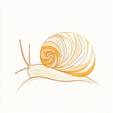 infografic of a golden snail, in one line, artistic, creative, minimal, vector style, in white background