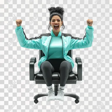 A mexican elegant pretty woman of 30 years with black relaxed hair with wearing a mint color soccer jersey and a light weight black jacket is sitting on a black elegant stadium chair cheering exited, in the front view, against a white background. The image is photo-realistic and hyper-detailed and frontal view. - ar 16: