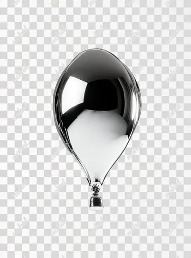 chrome flying balloon in white studio background, reflection, empty studio, close up, aesthetic shot, mirror, 3D, shot on Kodak Retina IIIc camera