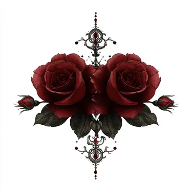 gothic roses clipart on white background