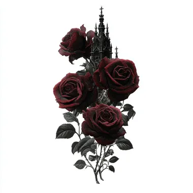 gothic roses clipart on white background