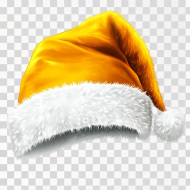 yellow santa hat with white fur on top, simple clipart graphic white background