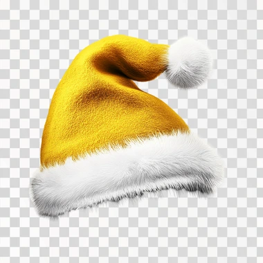 yellow santa hat with white fur on top, simple clipart graphic white background