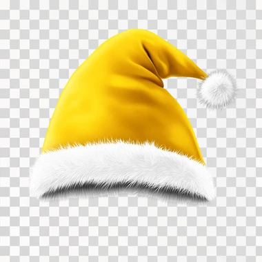 yellow santa hat with white fur on top, simple clipart graphic white background