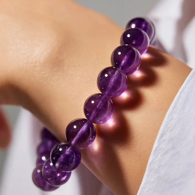 Elegant Brazilian Amethyst Beaded Bracelet