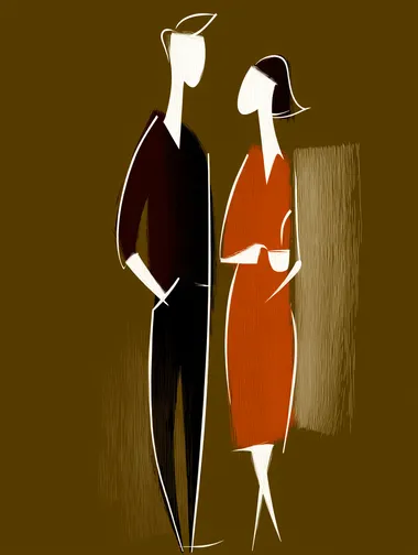 abstract simple minimalist one single line contour line drawing lovers full bodies silhouette colored with coffee clean background, minimalistic.   --raw