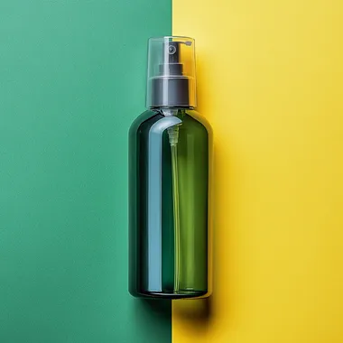 bottle of spray on the green and yellow background --s 250