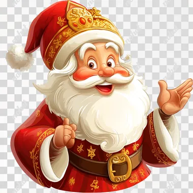 a funny cartoon of Sinterklaas with transparant background, PNG Format