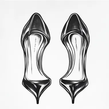 Tattoo design, a pair of heels from the front, black and white, clean white background