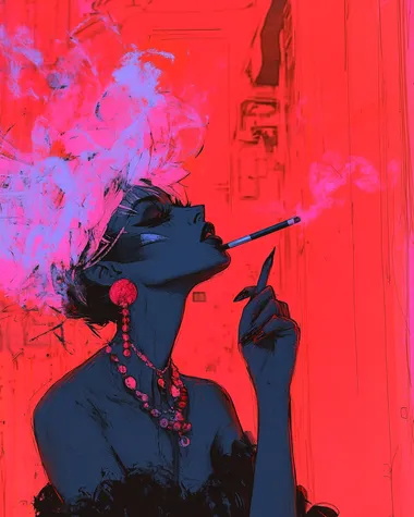 smoke, COLORFUL POP ART Portrait of FASHIONABLE WOMAN, in the style of degenerative art, Pop Art. inspiried by Mario Klingemann, Alexander Reben, Mike Tyka, Roy Lichtenstein and Malika Fabre. vector halftone screen print illustration, A simple yet powerful and luxurious photography, high resolution, hyper-realistic, ultra-detailed, cinematic, volumetric lighting, rendered in Octane, and with HDR.    a4beoqr