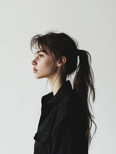 A girl, full body, standing, model photography, realistic, white background, detail face