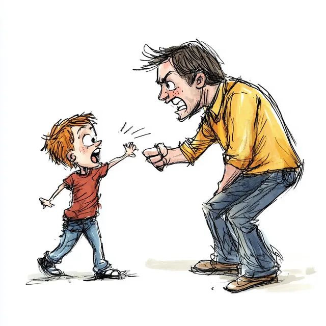 Whimsical Ink Cartoon: The Playful Consequences of Parenting