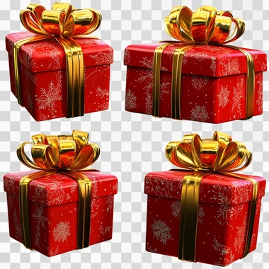 Red Gift Boxes With Gold Ribbons Clipart, isolated white background