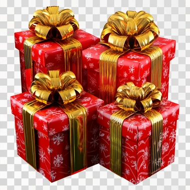 Red Gift Boxes With Gold Ribbons Clipart, isolated white background