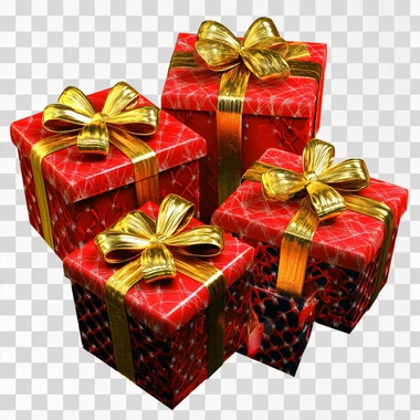 Red Gift Boxes With Gold Ribbons Clipart, isolated white background