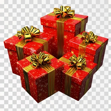 Red Gift Boxes With Gold Ribbons Clipart, isolated white background