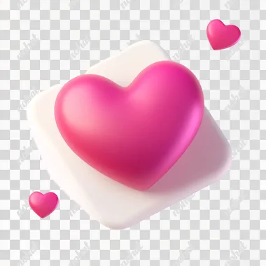 3d icon of heart, cartoon, uxui icon, white background, high resolution