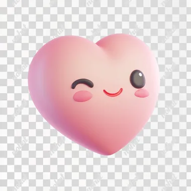 3d icon of heart, cartoon, uxui icon, white background, high resolution