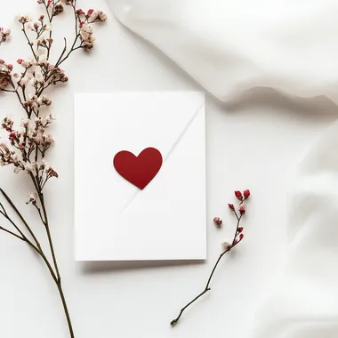 a very minimalist valentine's card design with poem, flat, white background