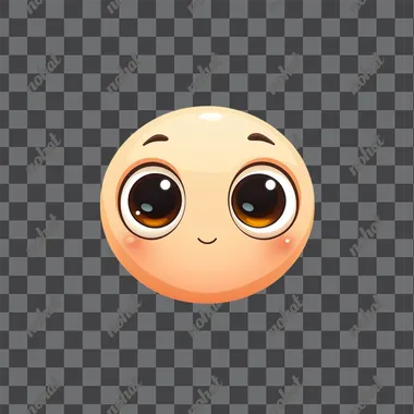 An emoji with an elongated face and large, round eyes. The expression is neutral or slightly raised at the corners of both eye sockets, indicating a slight smile towards one side. This facial gesture could convey someone who appears to be looking down on something but not completely captivated by what they see. It's often used in messages where there's no clear focus for their reaction. White background. Vector illustration style.