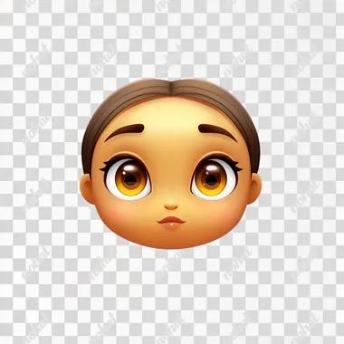 An emoji with an elongated face and large, round eyes. The expression is neutral or slightly raised at the corners of both eye sockets, indicating a slight smile towards one side. This facial gesture could convey someone who appears to be looking down on something but not completely captivated by what they see. It's often used in messages where there's no clear focus for their reaction. White background. Vector illustration style.