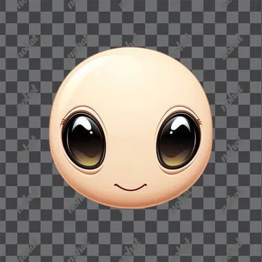 An emoji with an elongated face and large, round eyes. The expression is neutral or slightly raised at the corners of both eye sockets, indicating a slight smile towards one side. This facial gesture could convey someone who appears to be looking down on something but not completely captivated by what they see. It's often used in messages where there's no clear focus for their reaction. White background. Vector illustration style.
