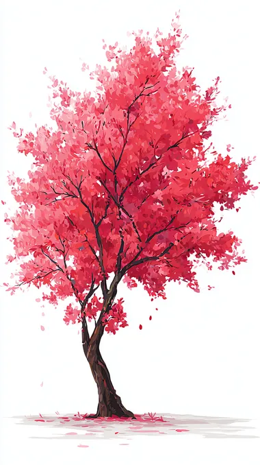 Cherry tree, cute cherry shape, hand drawn elements, high detail