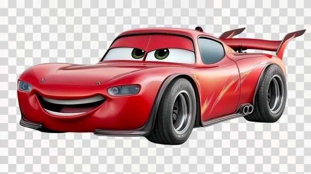 red mcqueen mater pixar cartoon car isolated on white backgr