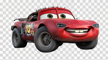 red mcqueen mater pixar cartoon car isolated on white background