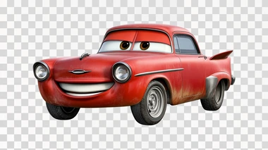 red mcqueen mater pixar cartoon car isolated on white background